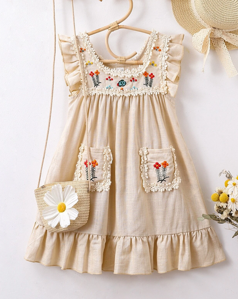 Embroidered Smock Dress