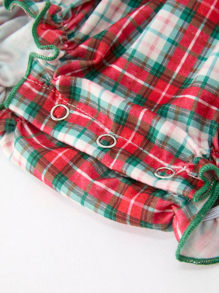 Christmas Tree Plaid Girls Romper