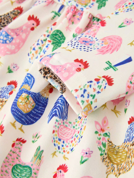 Fall Farm Chicken Twirl Dress