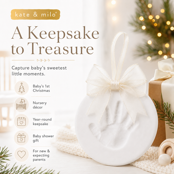 DIY Baby Print Ornament Kit with Hatbox, Ivory