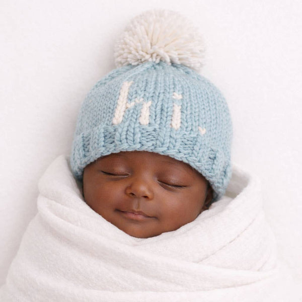 Hi. Surf Blue Knit Beanie Hat