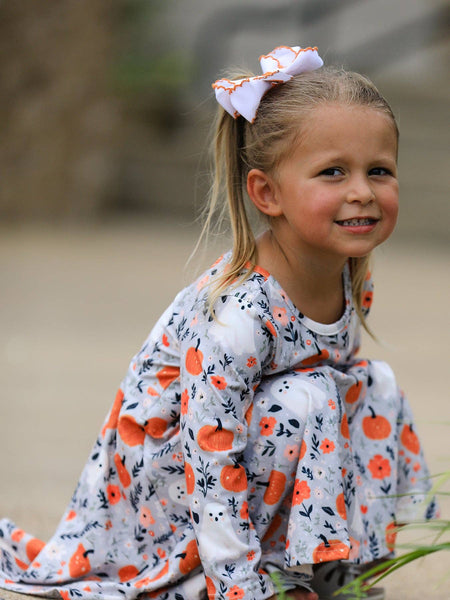 Pumpkin Ghost Twirl Dress