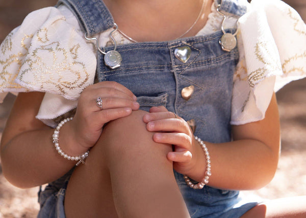 Kids Sterling Silver Pink/White Pearl Bracelet