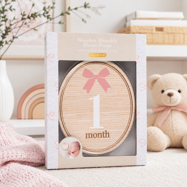Bow Wooden Monthly Milestone Photo Props Discs