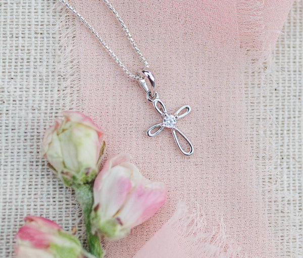First Communion Sterling Silver Cross Necklace