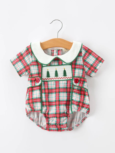 Christmas Tree Plaid Romper