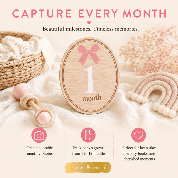 Bow Wooden Monthly Milestone Photo Props Discs