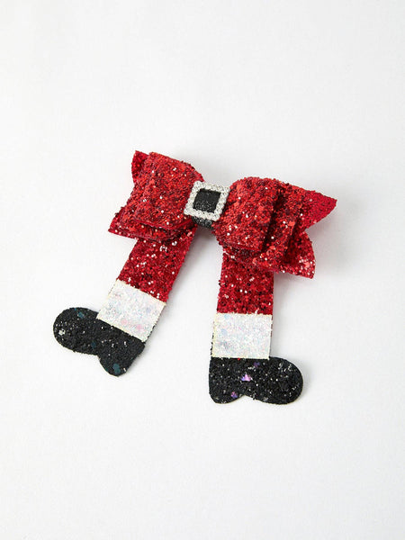 Christmas Sequined Zirconia Bow Hairpin