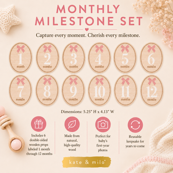 Bow Wooden Monthly Milestone Photo Props Discs