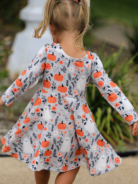 Pumpkin Ghost Twirl Dress