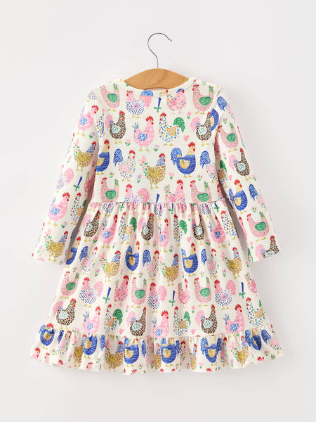 Fall Farm Chicken Twirl Dress