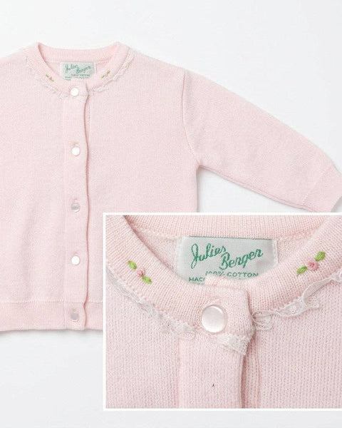 Cotton Cardigan Pink with Rosebuds