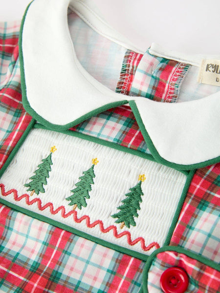Christmas Tree Plaid Romper