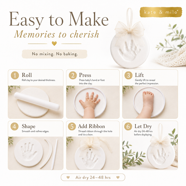 DIY Baby Print Ornament Kit with Hatbox, Ivory