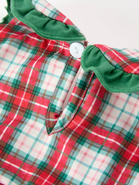 Christmas Tree Plaid Girls Romper