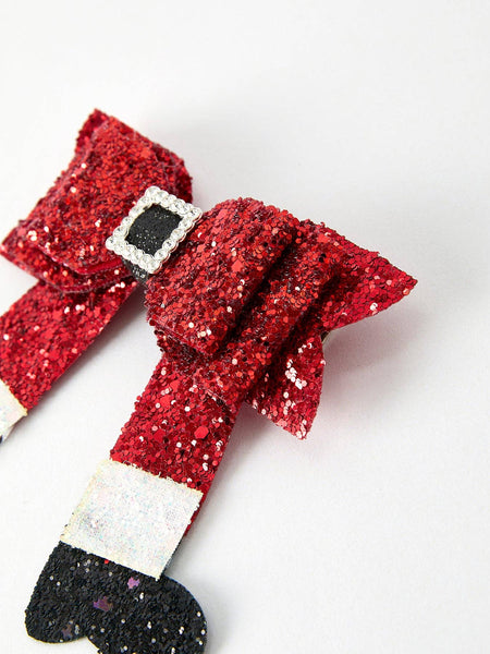 Christmas Sequined Zirconia Bow Hairpin