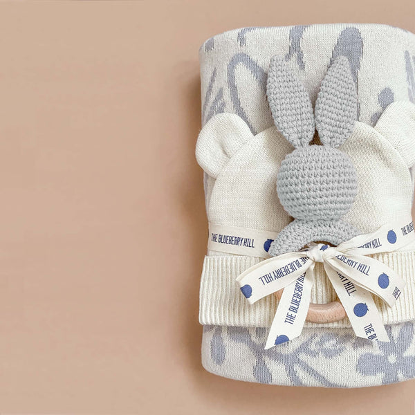 Teether Bunny Grey Cotton Rattle