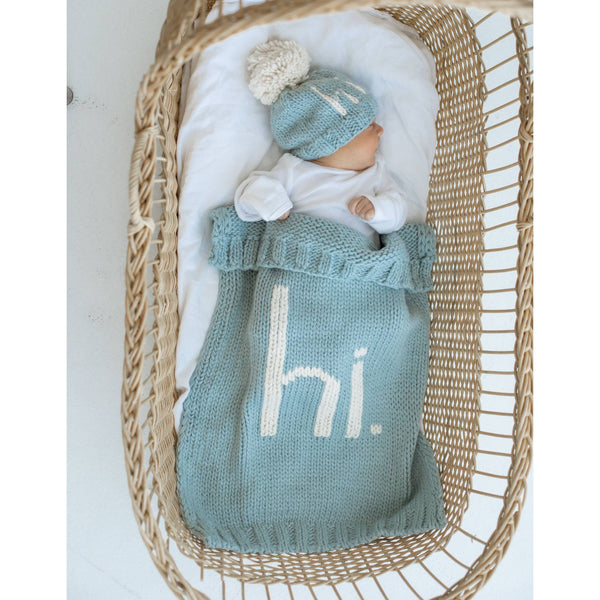 Hi. Surf Blue Knit Beanie Hat