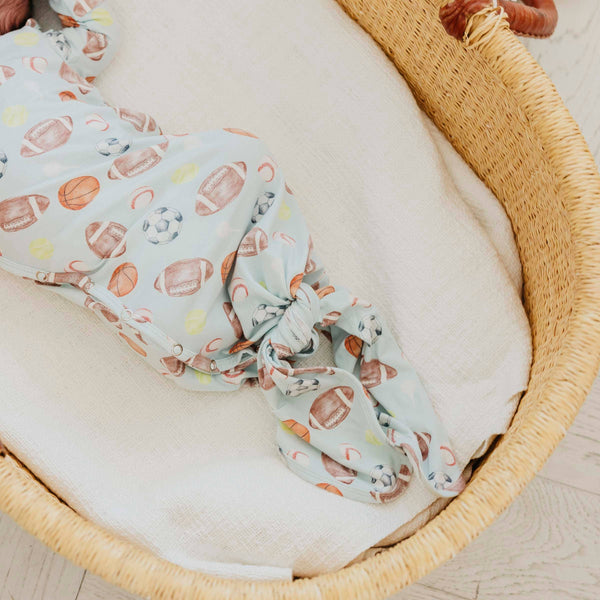 Newborn Knotted Gown - Sports Medley