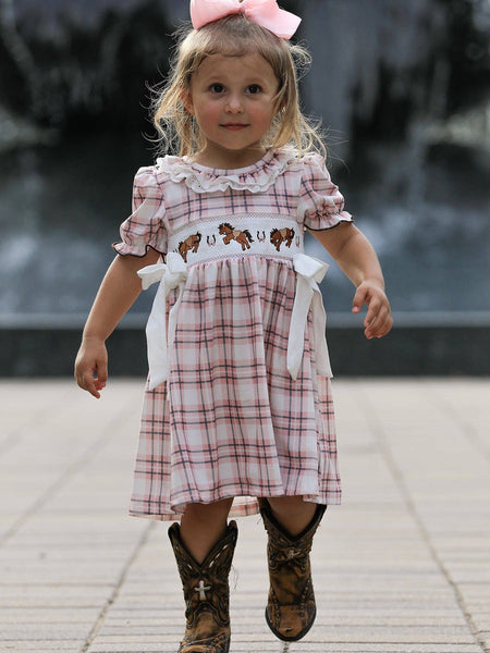 Western Horse Smocked Dress