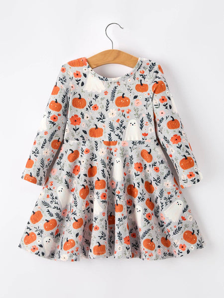 Pumpkin Ghost Twirl Dress