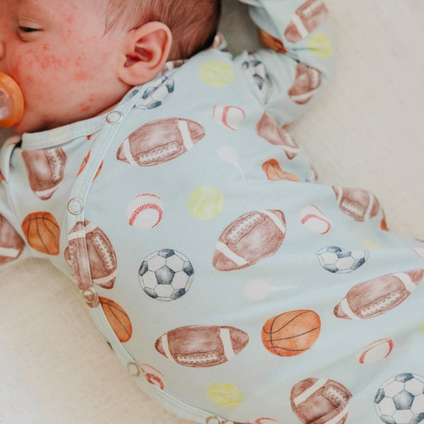 Newborn Knotted Gown - Sports Medley