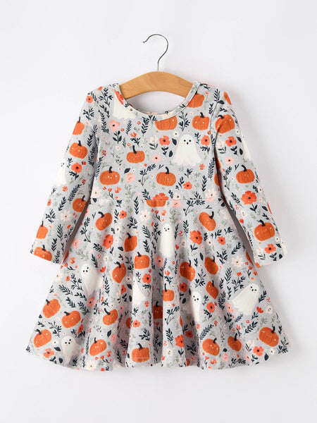 Pumpkin Ghost Twirl Dress