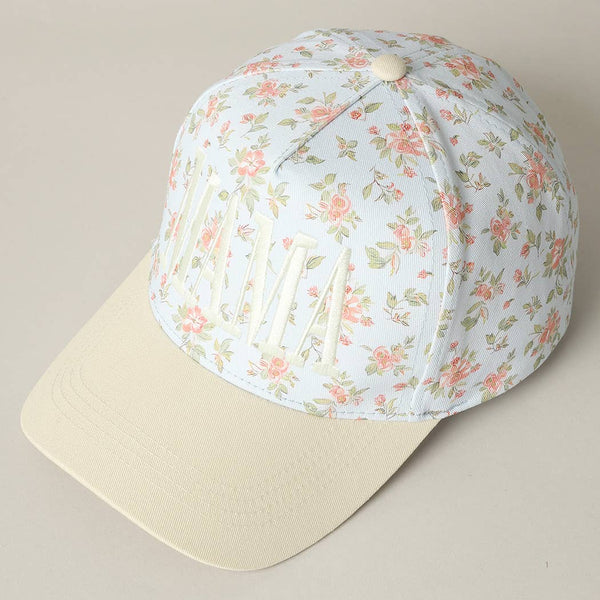 MAMA Embroidered Flower Hat