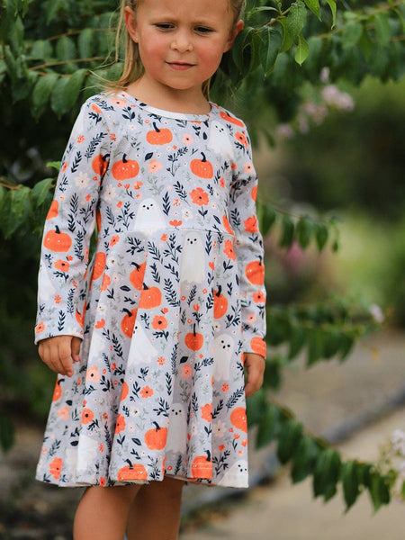 Pumpkin Ghost Twirl Dress
