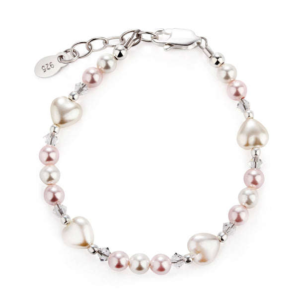 Girls Sterling Silver Heart Bracelet,