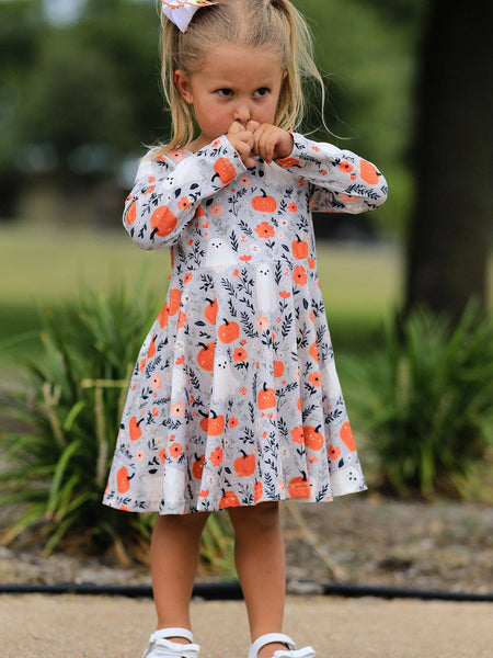 Pumpkin Ghost Twirl Dress