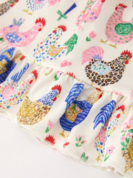 Fall Farm Chicken Twirl Dress