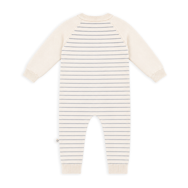 Milan Knit Baby Side Button Stripe Jumpsuit (Organic Cotton)