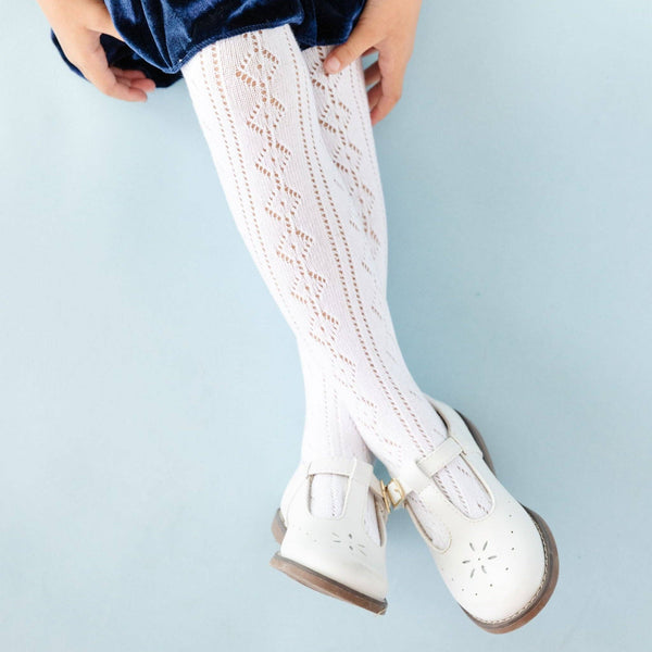 Fancy Knit Tights - White