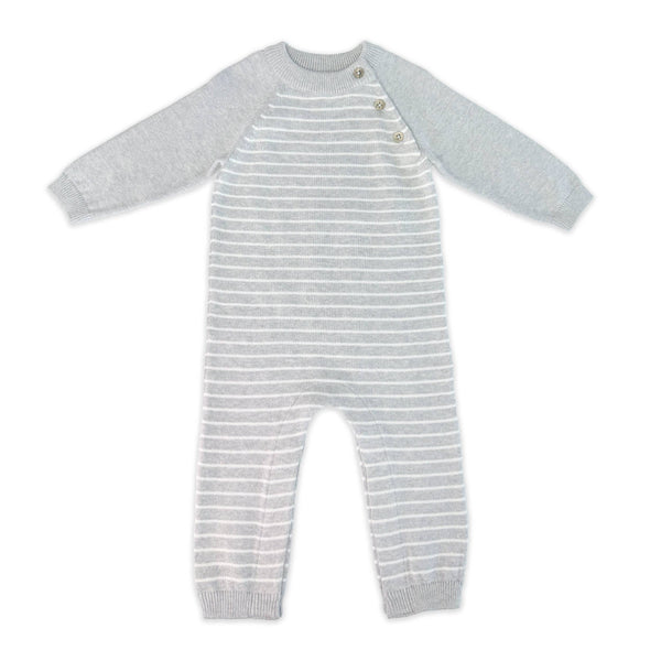 Milan Knit Baby Side Button Stripe Jumpsuit (Organic Cotton)