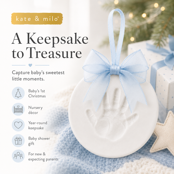 DIY Baby Print Ornament Kit with Hatbox, Blue