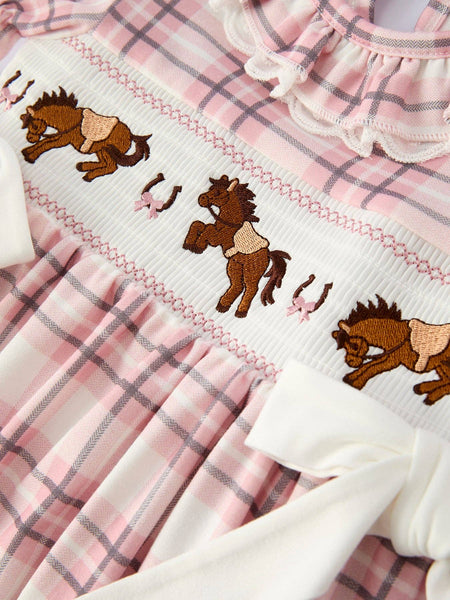 Western Horse Smocked Dress