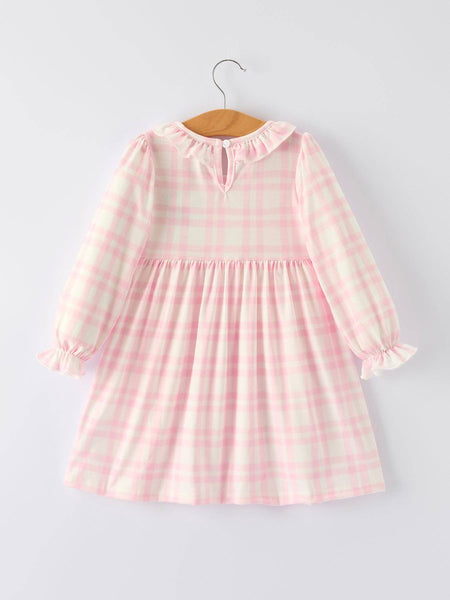 Pink Plaid Ruffle Ballet L/S Dress