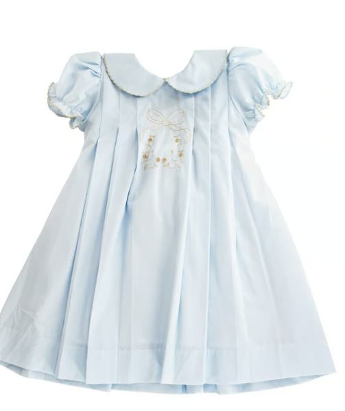 Blue with Ivory Bow Dress