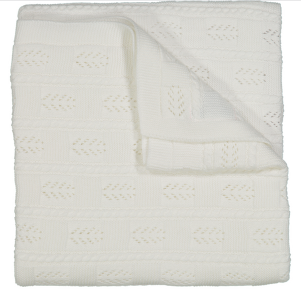 White Cable Pointelle Blanket-