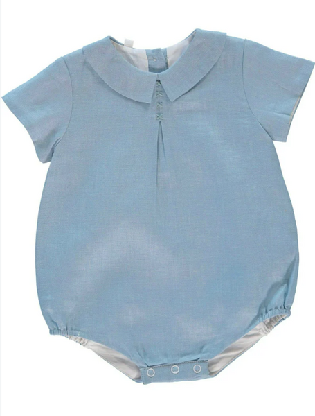 Linen Pleated Baby Boy Bubble