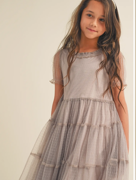 TIered Mesh Dress- Taupe