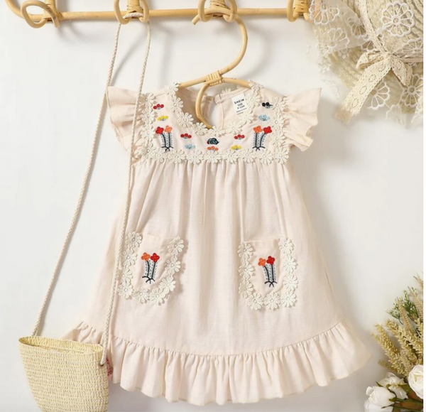 Embroidered Smock Dress