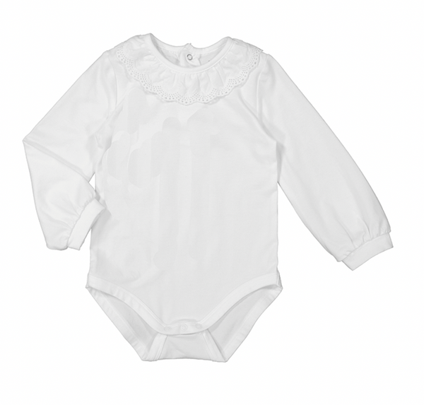 Ruffle Collar L/S Bodysuit White