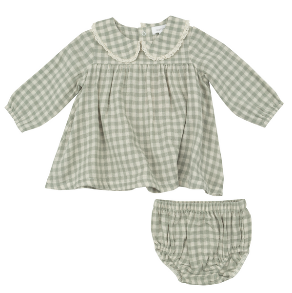 Green Gingham Dress Set