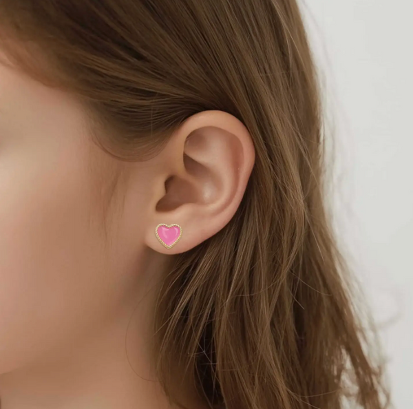 Earrings - Pink Hearts