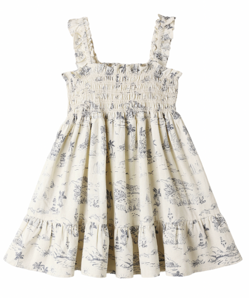 Sutton Dress Ocean Toile