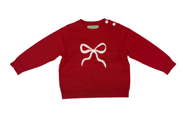 White Bow on Red Sweater