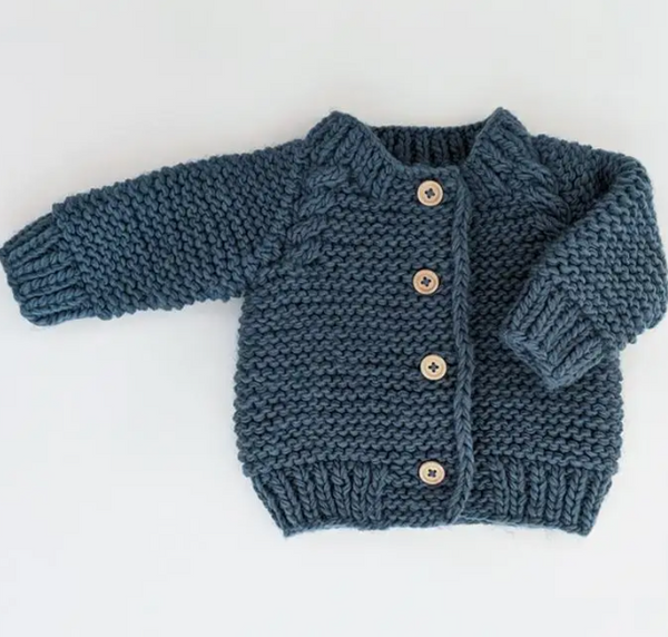 Slate Blue Garter Stitch Sweater