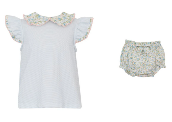 Blue Floral Bloomer Set